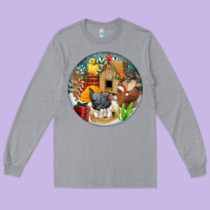 Christmas Coop Ornament Long Sleeve Tee Designed By Fadigitalartstudio