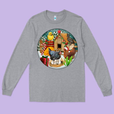 Christmas Coop Ornament Long Sleeve Tee Designed By Fadigitalartstudio
