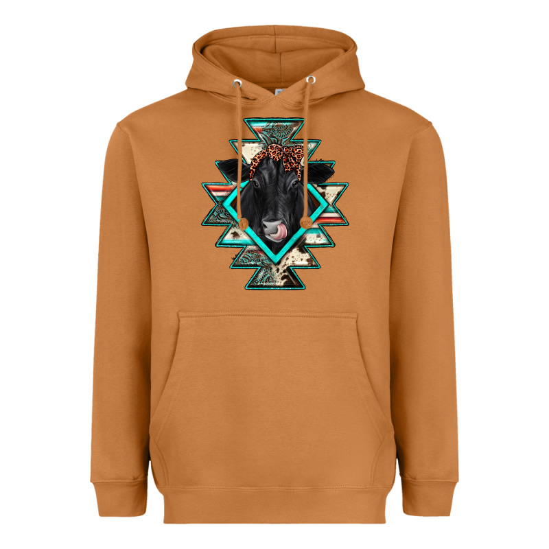 Black Angus Cowhide Aztec Heavyweight Hoodie by JahusDesignShop | Teevron
