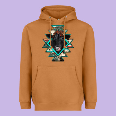 Black Angus Cowhide Aztec Heavyweight Hoodie Designed By Jahusdesignshop