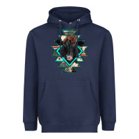 Navy black angus cowhide aztec Heavyweight Hoodie - JahusDesignShop