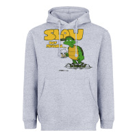 Heather Grey slow but mellow crazy Heavyweight Hoodie - linhVisuals