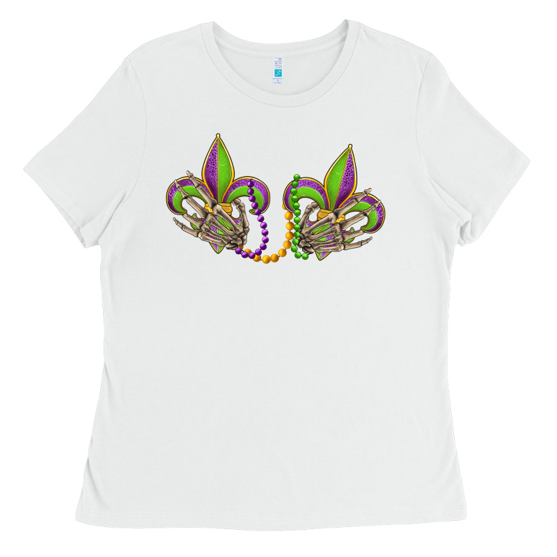 Skeleton Hands Mardi Gras Ladies Tee by OliviaCreatesArt | Teevron