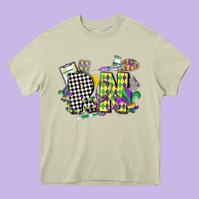 Registered Nurse Mardi Gras Heavy Core Tee Designed By Cowgirlartshop