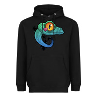 Black cute colorful cartoon gecko Heavyweight Hoodie - linhVisuals