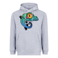 Heather Grey cute colorful cartoon gecko Heavyweight Hoodie - linhVisuals