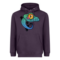 Plum cute colorful cartoon gecko Heavyweight Hoodie - linhVisuals