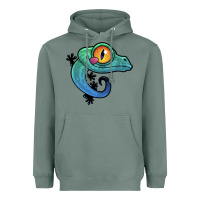 Sage cute colorful cartoon gecko Heavyweight Hoodie - linhVisuals