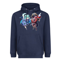 Navy Houshou Marine and Uruha Rushia Heavyweight Hoodie - linhVisuals