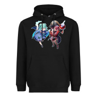 Black Houshou Marine and Uruha Rushia Heavyweight Hoodie - linhVisuals