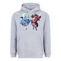 Heather Grey Houshou Marine and Uruha Rushia Heavyweight Hoodie - linhVisuals