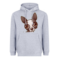 Heather Grey zippy the boston terrier Heavyweight Hoodie - linhVisuals