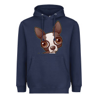 Navy zippy the boston terrier Heavyweight Hoodie - linhVisuals