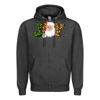 Charcoal Heather Christmas santa clause joy Zipper Hoodie - AdoDesignShop