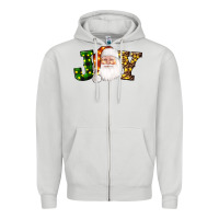 Dove Grey Christmas santa clause joy Zipper Hoodie - AdoDesignShop