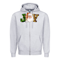 Heather Grey Christmas santa clause joy Zipper Hoodie - AdoDesignShop