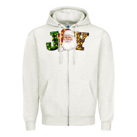 Oatmeal Heather Christmas santa clause joy Zipper Hoodie - AdoDesignShop