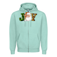 Seafoam Christmas santa clause joy Zipper Hoodie - AdoDesignShop