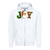 White Christmas santa clause joy Zipper Hoodie - AdoDesignShop