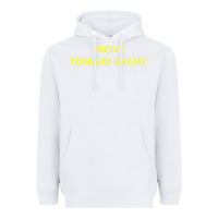 White FRONT TOWARD ENEMY Heavyweight Hoodie - linhVisuals