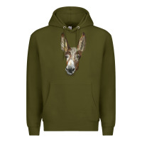 Army Green american mammoth jackstock donkey  face Premium Hoodie - LillyAllenDesigns