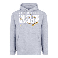 Heather Grey when in doubt empty the magazine Heavyweight Hoodie - linhVisuals