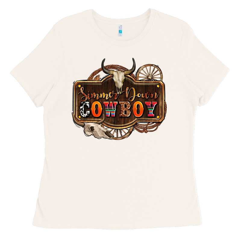 Simmer Down Cowboy Olivia Ladies Tee by OliviaCreatesArt | Teevron