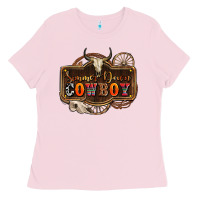 Bubblegum Pink simmer down cowboy olivia Ladies Tee - OliviaCreatesArt