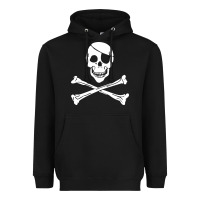 Black skull crossbones Heavyweight Hoodie - linhVisuals