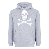 Heather Grey skull crossbones Heavyweight Hoodie - linhVisuals