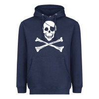 Navy skull crossbones Heavyweight Hoodie - linhVisuals