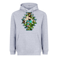 Heather Grey aztec  cowhide cactus gemstone Heavyweight Hoodie - JahusDesignShop