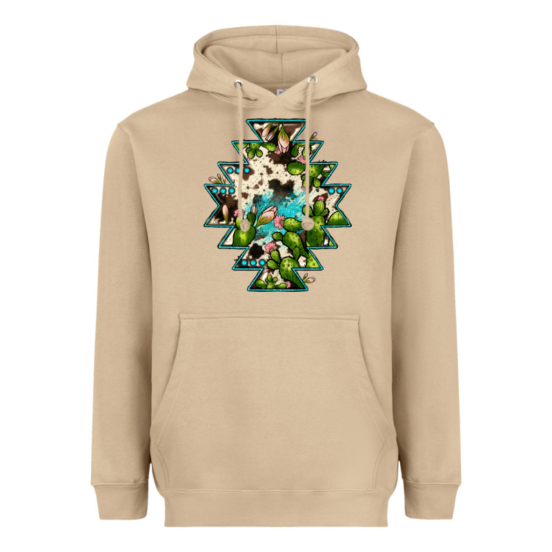 Aztec  Cowhide Cactus Gemstone Heavyweight Hoodie by JahusDesignShop | Teevron