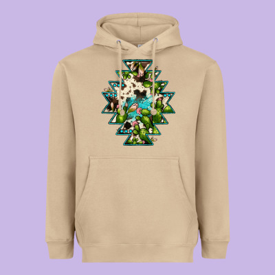 Aztec  Cowhide Cactus Gemstone Heavyweight Hoodie Designed By Jahusdesignshop