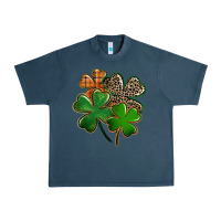 Midnight Navy Leopard shamrock St. Patricks Day Urban Heavy Tee - FaDigitalArtStudio