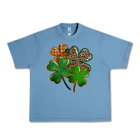 Pebble Blue Leopard shamrock St. Patricks Day Urban Heavy Tee - FaDigitalArtStudio