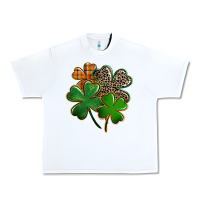White Leopard shamrock St. Patricks Day Urban Heavy Tee - FaDigitalArtStudio