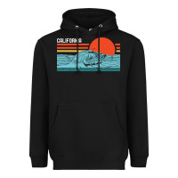 Black vintage california wave surf retro 80s california beach surfing Heavyweight Hoodie - linhVisuals