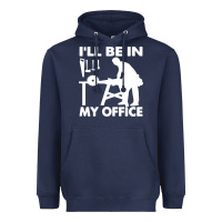 Navy i'll be in my office carpenter woodworking Heavyweight Hoodie - linhVisuals
