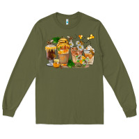 Army Green Honey Bee Coffee Cups Long Sleeve Tee - FaDigitalArtStudio