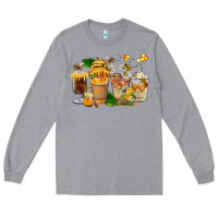 Heather Grey Honey Bee Coffee Cups Long Sleeve Tee - FaDigitalArtStudio