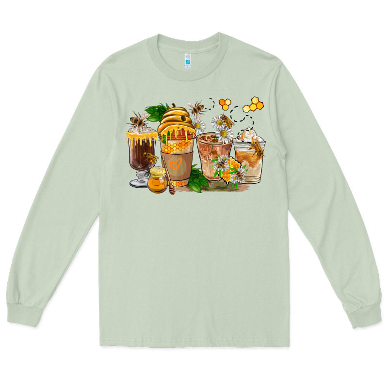 Honey Bee Coffee Cups Long Sleeve Tee by FaDigitalArtStudio | Teevron
