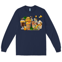 Navy Honey Bee Coffee Cups Long Sleeve Tee - FaDigitalArtStudio
