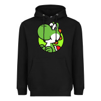 Black Cartoon Yoshi Heavyweight Hoodie - linhVisuals