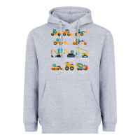 Heather Grey construction excavator vehicle boys builder heavy equipment t shirt Heavyweight Hoodie - linhVisuals