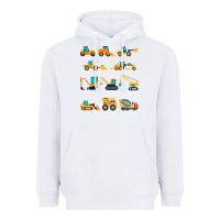 White construction excavator vehicle boys builder heavy equipment t shirt Heavyweight Hoodie - linhVisuals