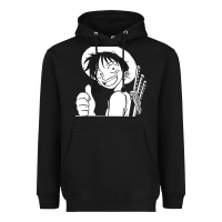 Black luffy one piece Heavyweight Hoodie - linhVisuals