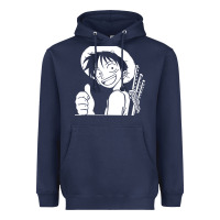 Navy luffy one piece Heavyweight Hoodie - linhVisuals