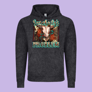 Somebody's Problem Bull Skull Vintage Hoodie Designed By Fadigitalartstudio