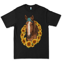 Black brown horse with gemstone and sunflowers Premium Tee - RanaPortraitStore